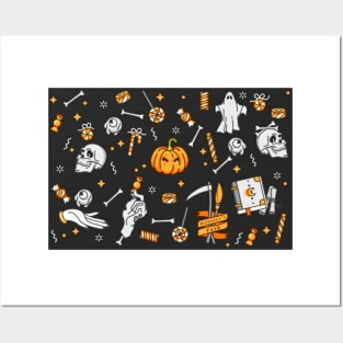 Halloween pattern mask Posters and Art